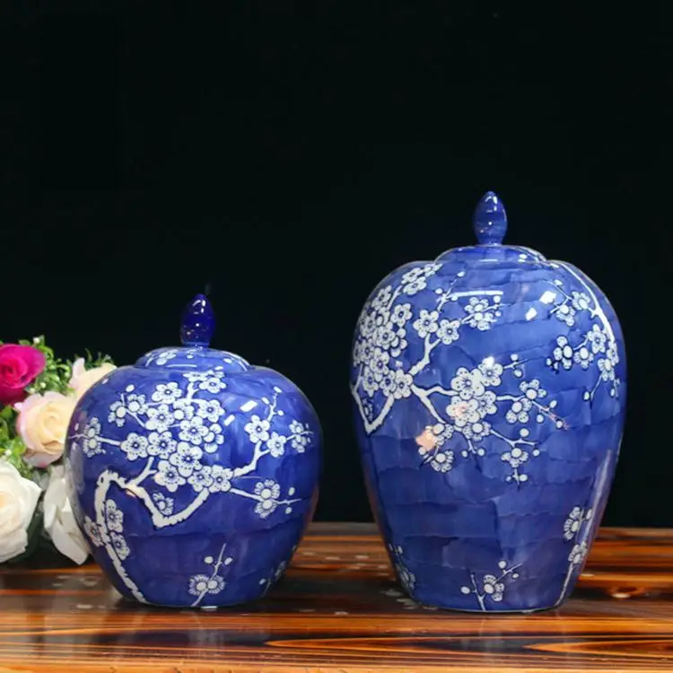 

Jingdezhen Traditional Craft Ceramic Storage jar Decoration jar Soft Decoration Ornaments blue white porcelain Ceramic jar vase