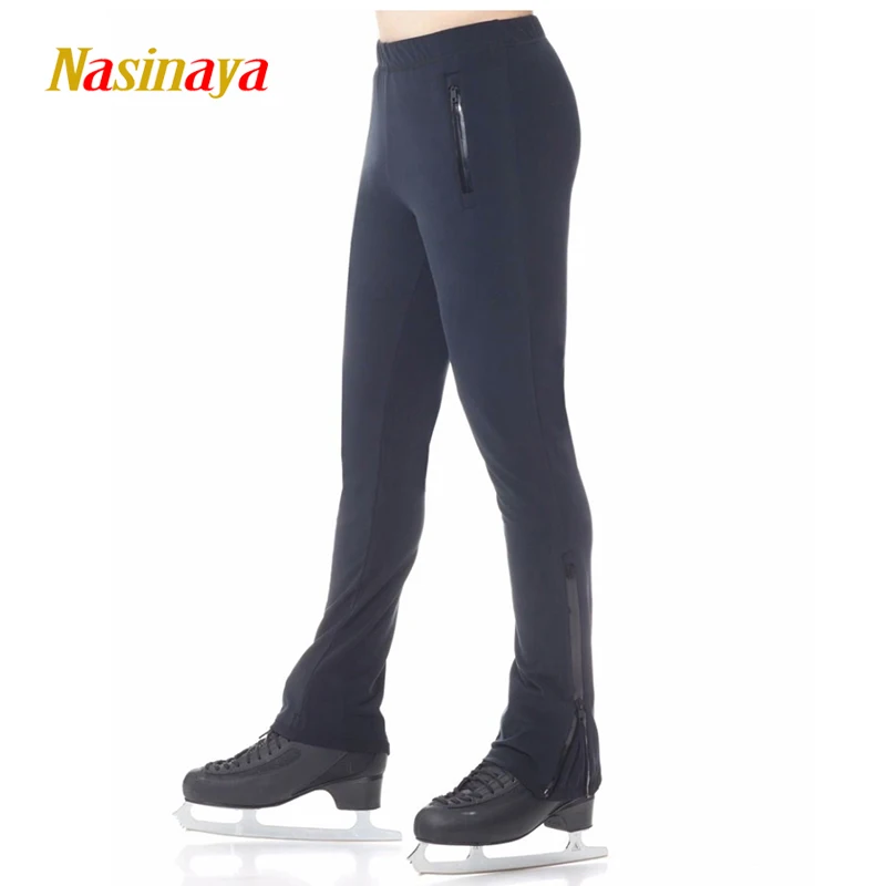 Adult Figure Skating Suit Men'S Skating Pants Color Side Black Fleece Thermal Nylon Spandex Customized