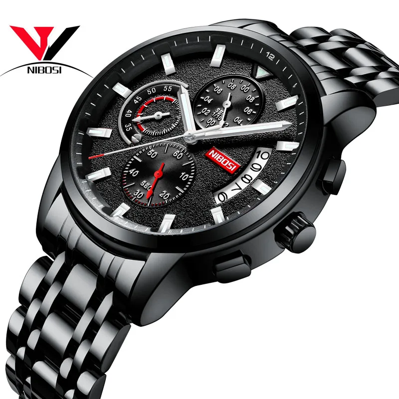 

NIBOSI Steel Watch Men 2019 Luxury Brand Military Men Sports Watches Waterproof With Calendar Relogio Masculino Esportivo Saat