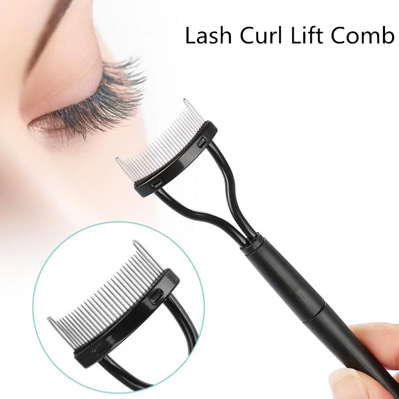 Peigne bigoudi pour cils, séparateur de cils, brosse en métal, guide de mascara, applicateur de sourcils, bigoudi, outil de maquillage beauté des yeux, 1P