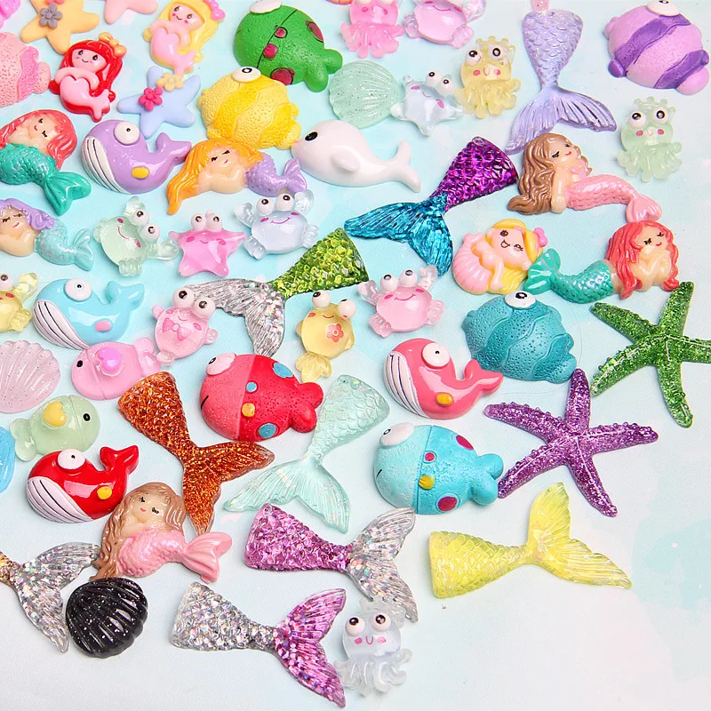 10/20/30 Stück Ocean Series Charms Zusatzstoffe für Schleimfüller DIY Ornament Telefon Decora Meerjungfrau Lizun Ton Schleim Zubehör Spielzeug
