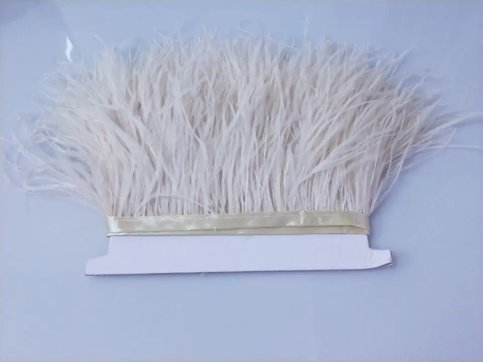 Ostrich feather trims 1 Yards/lot 10-15cm height Ostrich feather fringes beige