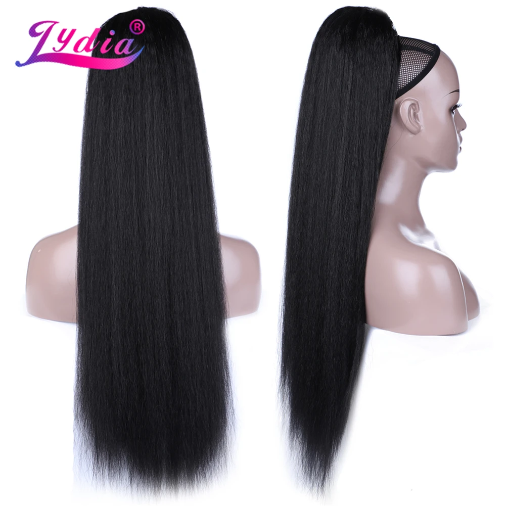 Lydia-Kinky Cabelo Liso com Dois Pentes Plásticos, Resistente Ao Calor, Extensões De Rabo De Cavalo Sintéticas, Todas As Cores Disponíveis, 30