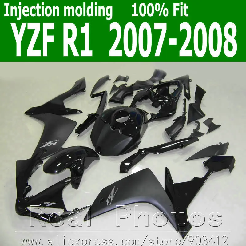 100% Injection molding bodywork set for YAMAHA R1 fairing kit 07 08 matte black fairings set YZF R1 2007 2008 NB40