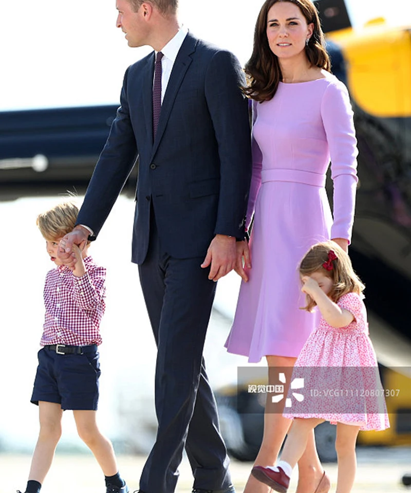 Princess Dress Fashion Kate Middleton Purple Dress long sleeve women pleated  Dres