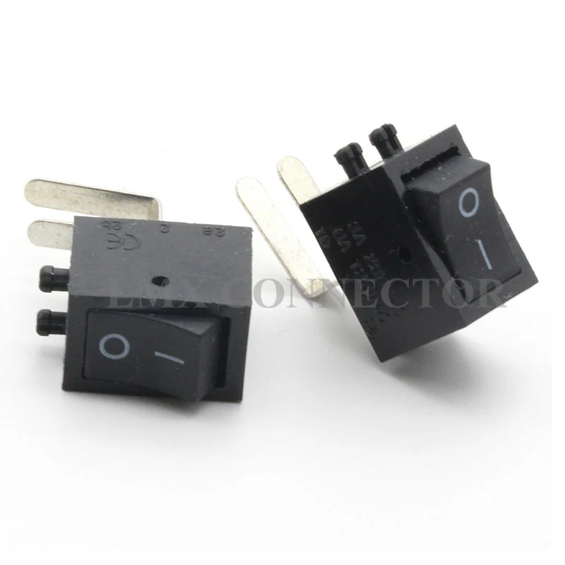 50 шт. черный кулисный переключатель KCD1-101BL 2P правый угол 3A250V/6A125V кнопочный переключатель