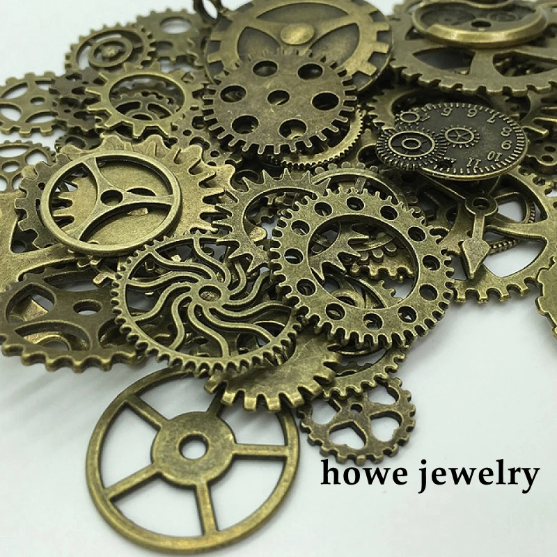 Mixed  100g  steampunk gears and cogs clock hands  Charm  Antique bronze   Fit Bracelets Necklace DIY Metal Jewelry Making