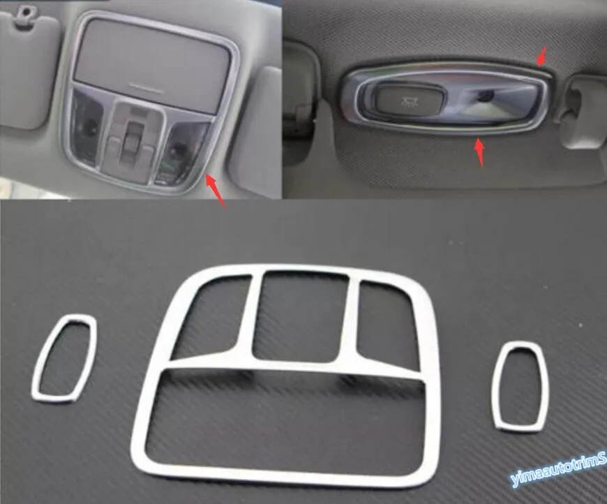 

Yimaautotrims Front + Rear Roof Reading Light Lamp Cover Trim 3 Pcs / Set For KIA Sorento 2015 - 2018 ABS Pearl Chrome Interior