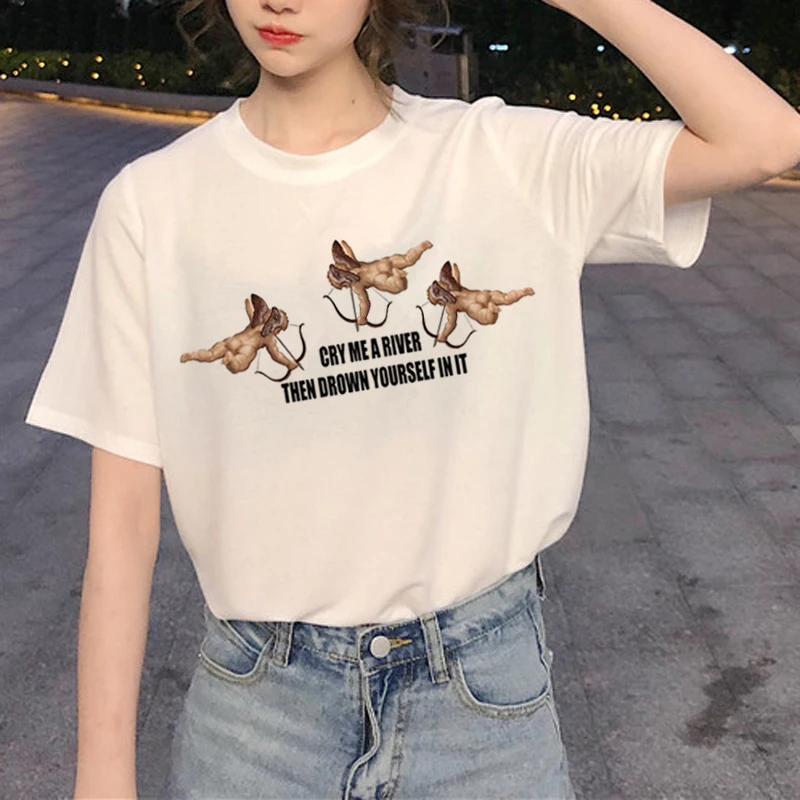 New Harajuku Angel Funny T Shirt Women Ullzang Aesthetic Kawaii T-shirt 90s Graphic Cartoon Tshirt Korean Style Top Tees Female