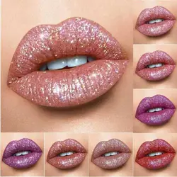 Pudaier Lipstick Glitter Lip Gloss Diamond Shimmer Pigment Metallic Glossy Lip Gloss Matte to Sparkling Lip Tint Liquid Lipstick