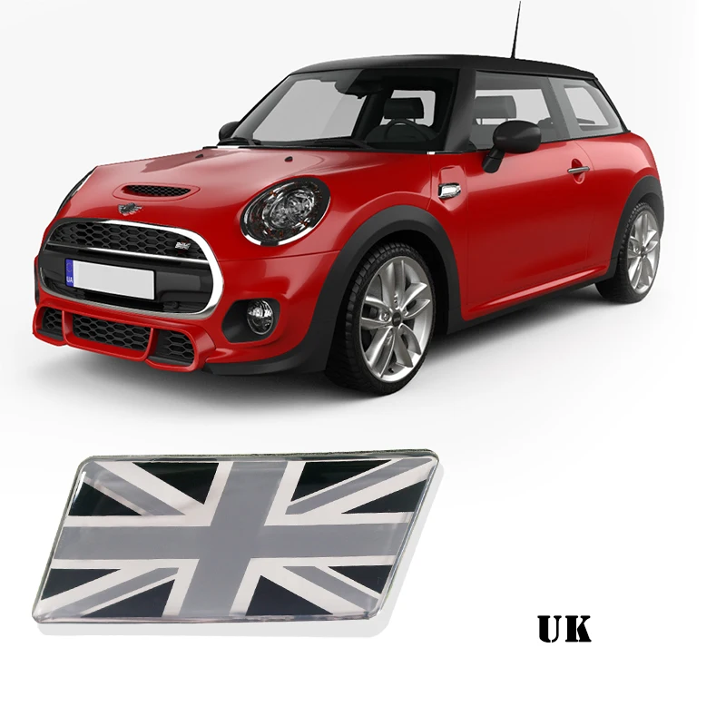 Gtinthebox Gray/Black Union Jack Flag Emblem Badge w/Grille/Mesh Mount Toggle Bolt Anchor For Aston Martin, Bentley, Jaguar