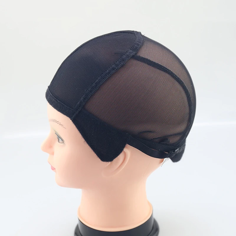 Stretch Lace Wig Caps For Making Wigs Black Mesh Hair Net Wig Weaving Cap With Adjustable Straps