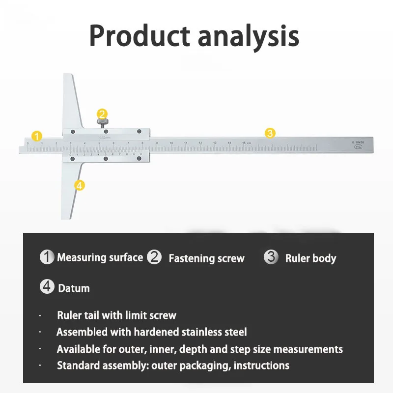 Sâu Vernier Caliper 0-150 Mm Cao Cấp Thép Không Gỉ Thước Đo Độ Sâu 0.02 Mm Độ Phân Giải Thước Đo Độ Sâu Đo Dụng Cụ