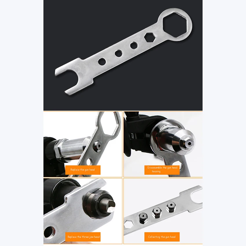 Teile für elektrische Nietmuttern, Akku-Nietbohrer-Adapter, Nietenzubehör-Set, 2,4, 3,2, 4/4,8 Einsatzmutter-Werkzeugschlüssel, 1 Satz