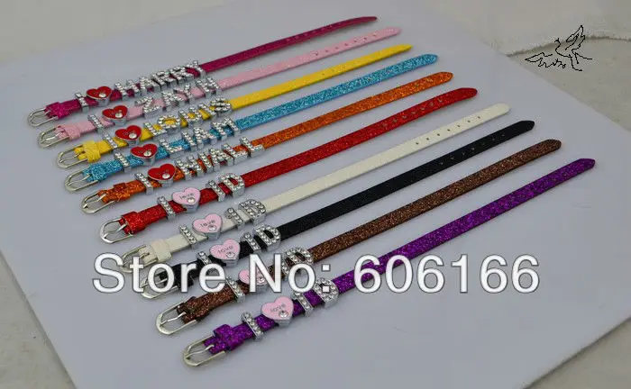 10x1D I Love One Direction Super Star Glitter Spark Leather Bracelet Slider Crystal Letters Charm DIY Wristbands Fashion