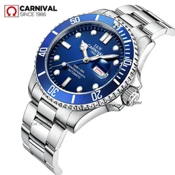 Switzerland Carnival Mens Watches Top Brand Luxury Automatic Mechanical Wristwatch Full Steel Military diving sport Clocks Reloj