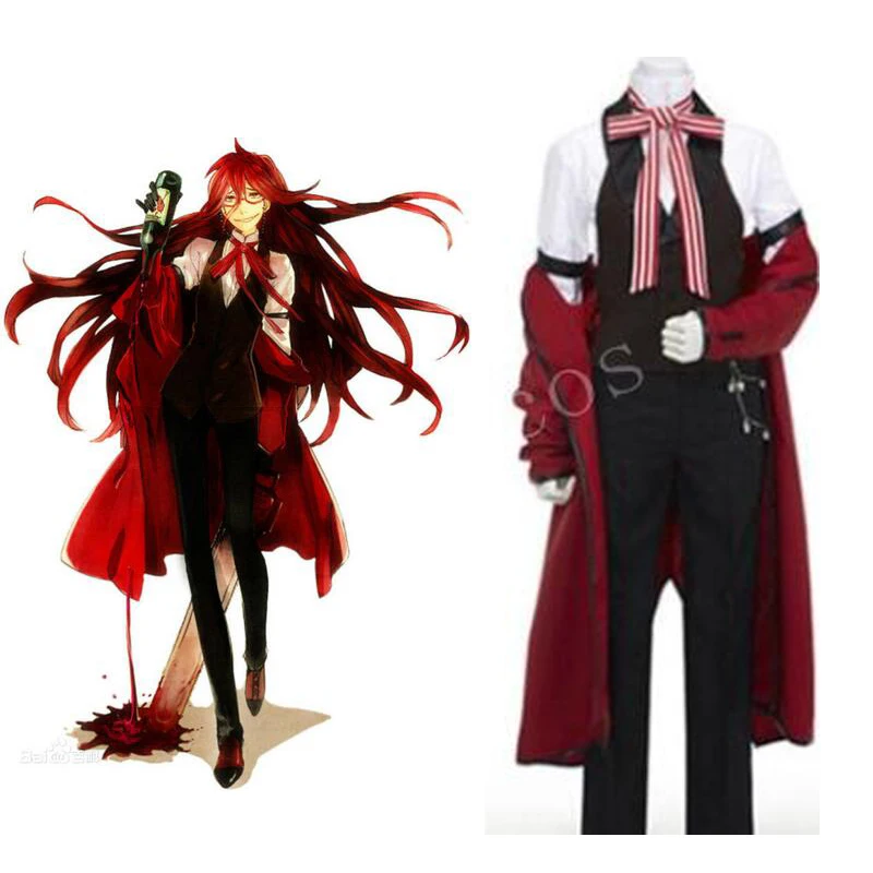 

2016 Kuroshitsuji Black Butler Shinigami Grell Sutcliff Cosplay Costume High Quality Custom Uniform