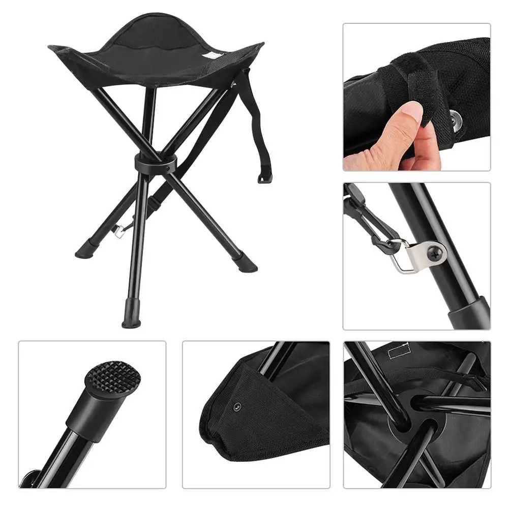 Portable Tripod Stool Folding Chair with Carrying Case Outdoor Camping Walking Hunting Hiking Fishing Travel 200 lbs Capacity