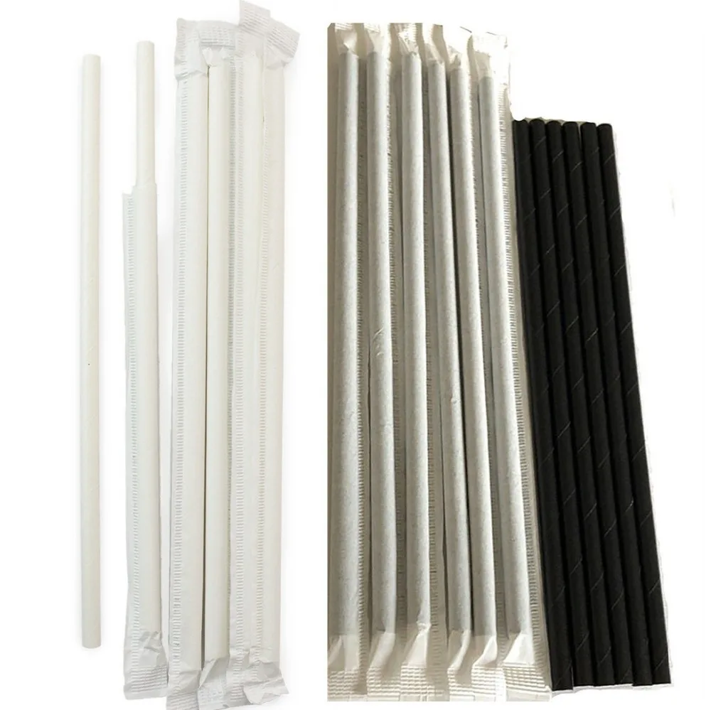 

6000 Pcs Individually Paper Wrapped Paper Straws Wholesale-Plain Solid Black White Party Drinking Restaurant Juice Coffee Soda