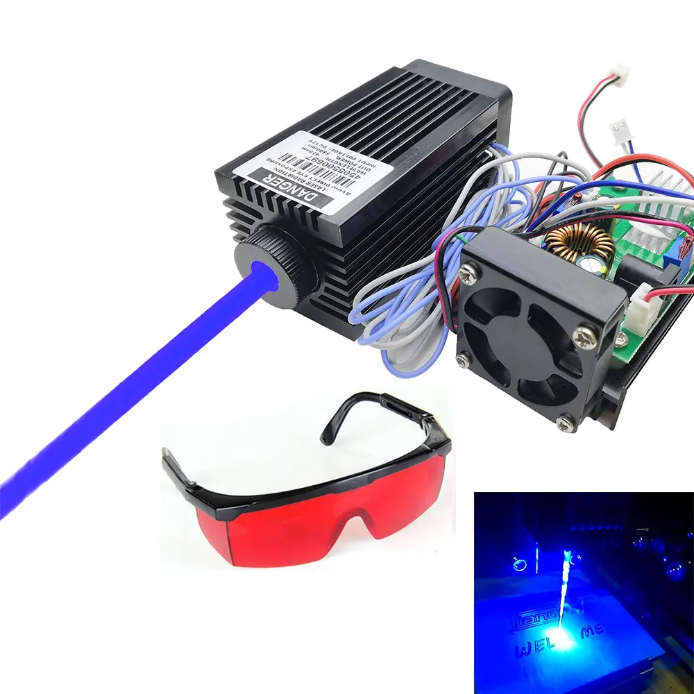 

High Power Focusable 450nm Blue 5.5W 5500mW Laser Head DIY Lazer Module TTL cutting engraving cnc machine