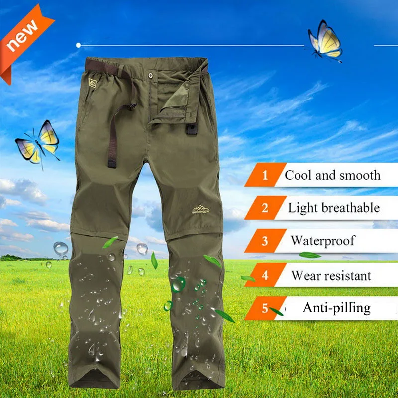 NUONKEO – pantalon de randonnée à séchage rapide pour homme, vêtement d'extérieur, short de sport, amovible, imperméable, pour le Camping, nouveauté, PN10