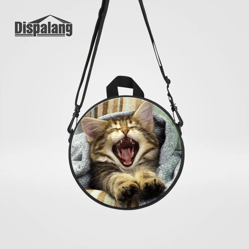 Dispalang Kids Mini Round School Backpack Animal Rucksack For Children Small Circular Cat Printing Book Bags Baby Mochila Rugzak