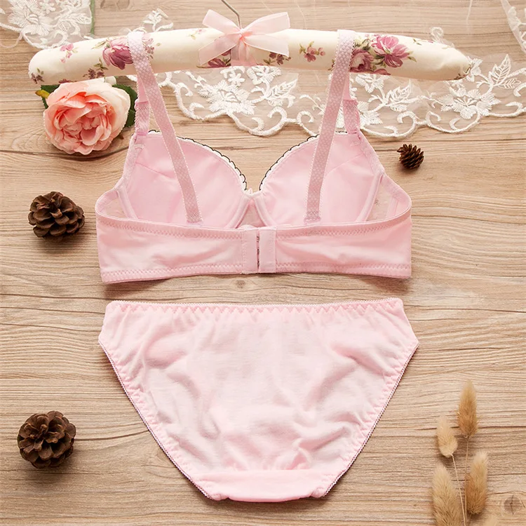 Cute Bow Knot Lace Girl Underwear Bras Suits For Children Teen Kids Young Girls Training Lingerie Students