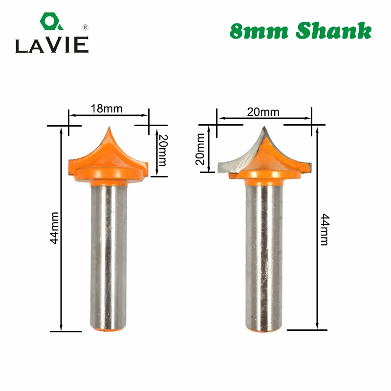 4pcs 8mm Shank Solid Carbide Round Point Cut Round Nose Bits Shaker Cutters Tools Woodworking Milling Cutter for Wood MC02044