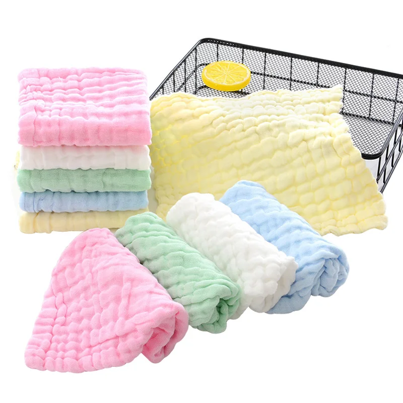 3 Pcs Baby Towels Hand Face Wipes for Newborn Toddler Kids Solid Handkerchief Child Muslin Cotton Blank Bath Feeding Cloth