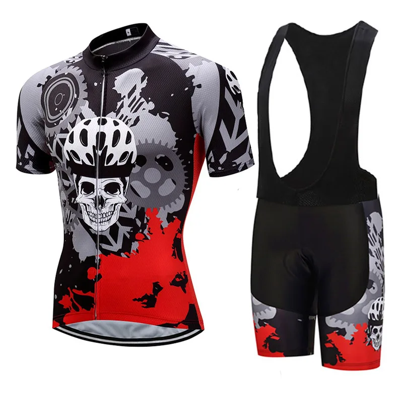 

Crossrider 2022 Summer Men's SKULL Short Sleeve Cycling Clothing MTB Jerseys Bib Sets Maillot Ropa Ciclismo Bike wear Clothes