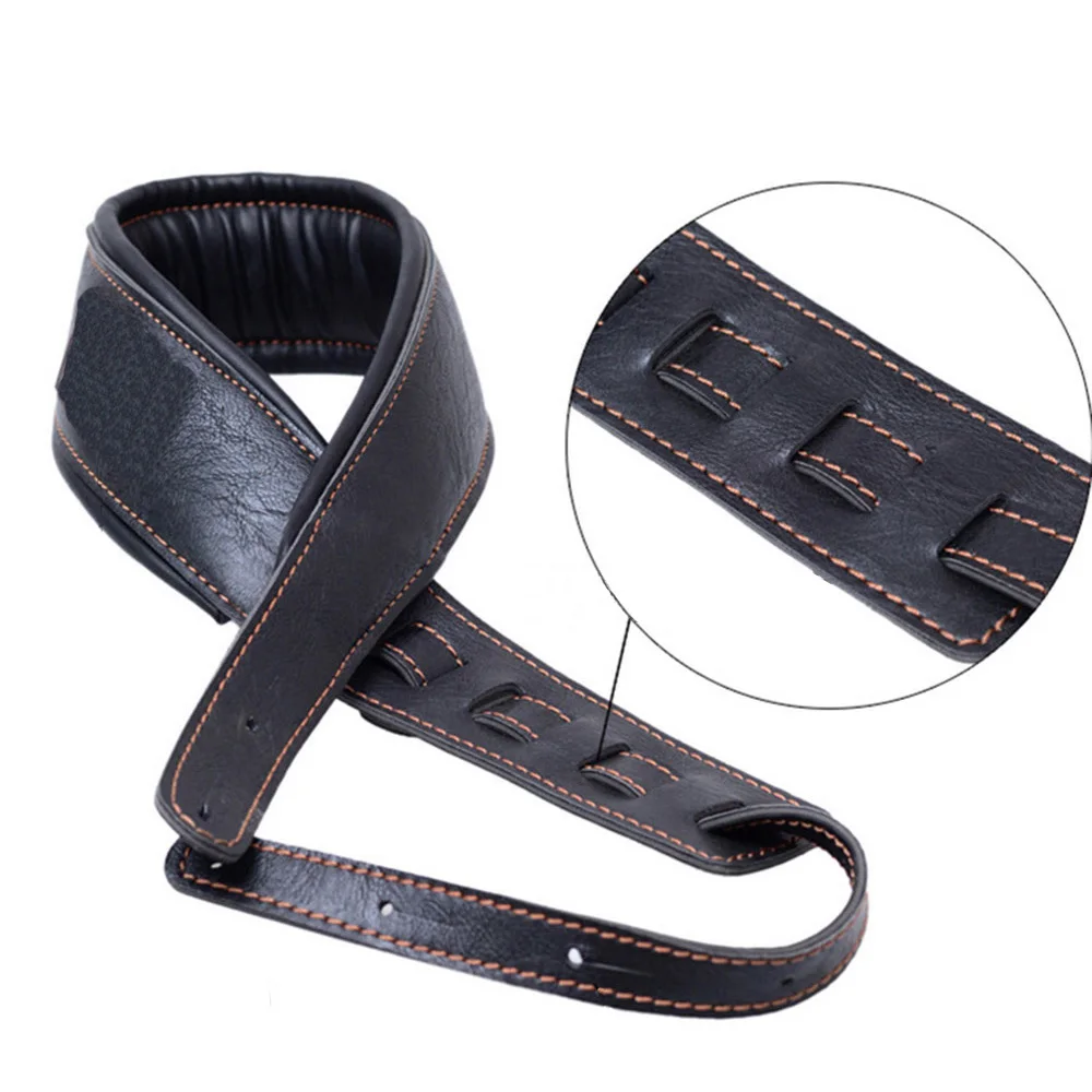 MoonEmbassy High Quality PU Leather Guitar Strap Adjustable Soft Bass Straps Accessories