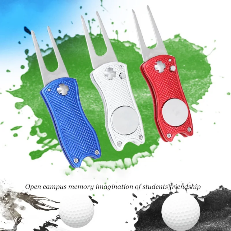 mini Foldable Golf Divot Tool with Golf Ball Tool Marker Pitch Cleaner Golf Pitchfork Golf Accessories Putting Green Fork image 2