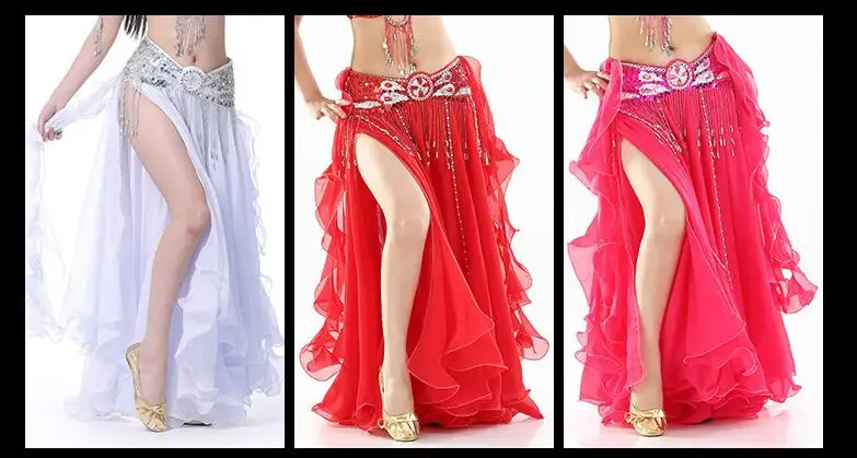 Baisdan Jupe Danse Du Ventre Fendue Multicouches Mousseline De Soie – Taille Unique Élastique, Costume Oriental Festival Carnaval Halloween