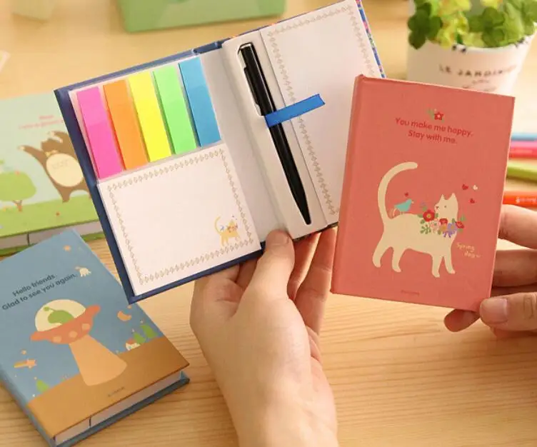 12 stile Creativo Copertina Rigida Memo Pad Notepad Sticky Note Kawaii Diario di Cancelleria