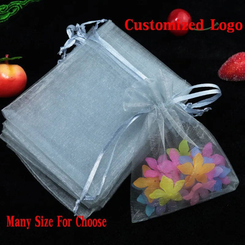 Wholesale 1000pcs Grey Organza Bag 7x9cm Small Party Favor Charms Gifts Packaging Bags Organza Pouches Drawstring Gift Bag