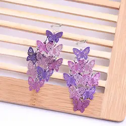 JIOFREE New Fashion 8 Color Alloy Butterfly Clip on Earrings No Pierced Long Earrings For Women Fashion Jewelry
