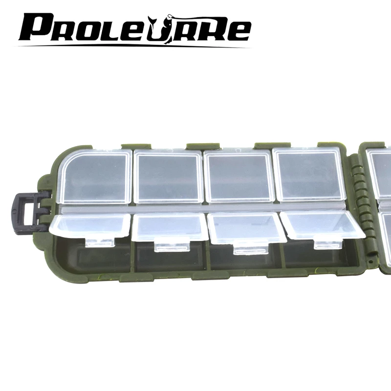 Proleurre Fishing Tackle Army Green Plastic Box 16 Compartments Storage Case Outdoor Fishing Swivels Lure Bait Storing Tool