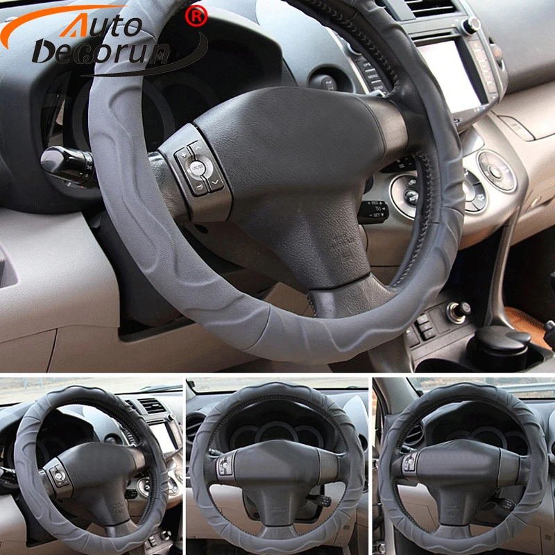 

AutoDecorun Car Wheel Cover Faux Leather for Peugeot 206CC 307CC 307 407 507 508 607 3008 4008 Car Steering Wheel Covers Hub 38