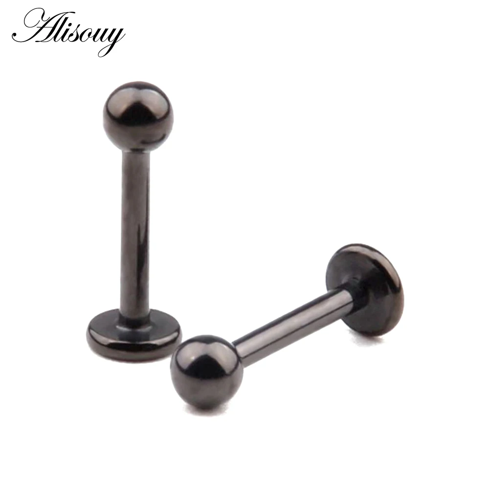 Alisouy 1Piece 316L Surgical Stainless Steel Anodized Labret Lip Stud Ring Ear Tragus Cartilage Barbell Body Piercing Jewelry