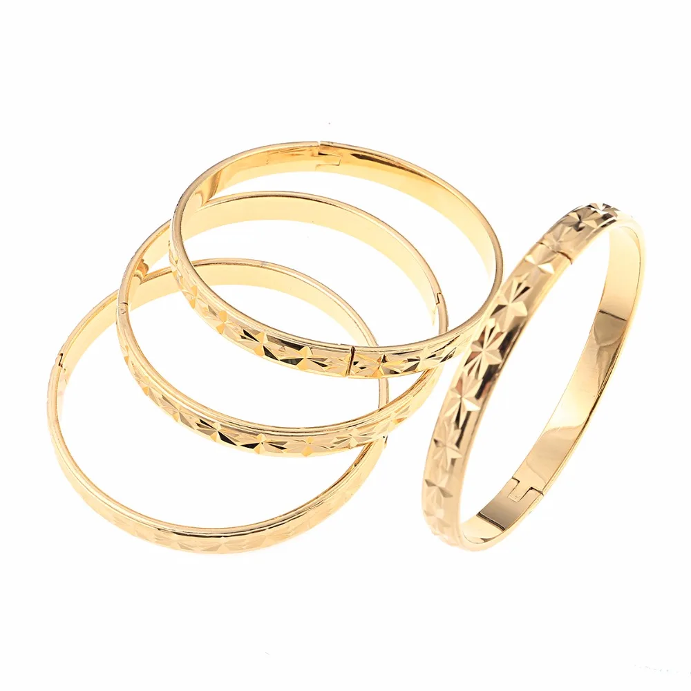 4pcs Ethiopian Jewelry Gold Color Bangles Dubai Gold Jewelry Bangles for African Bangles & Bracelets for Women Gifts