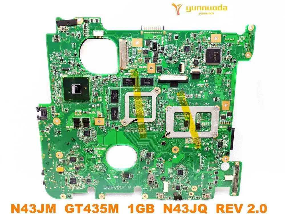 ASUS 오리지널 노트북 마더보드, N43JM, N43JQ, N43JM, GT435M, 1GB, N43JQ, REV 2.0 테스트 완료, 무료 배송