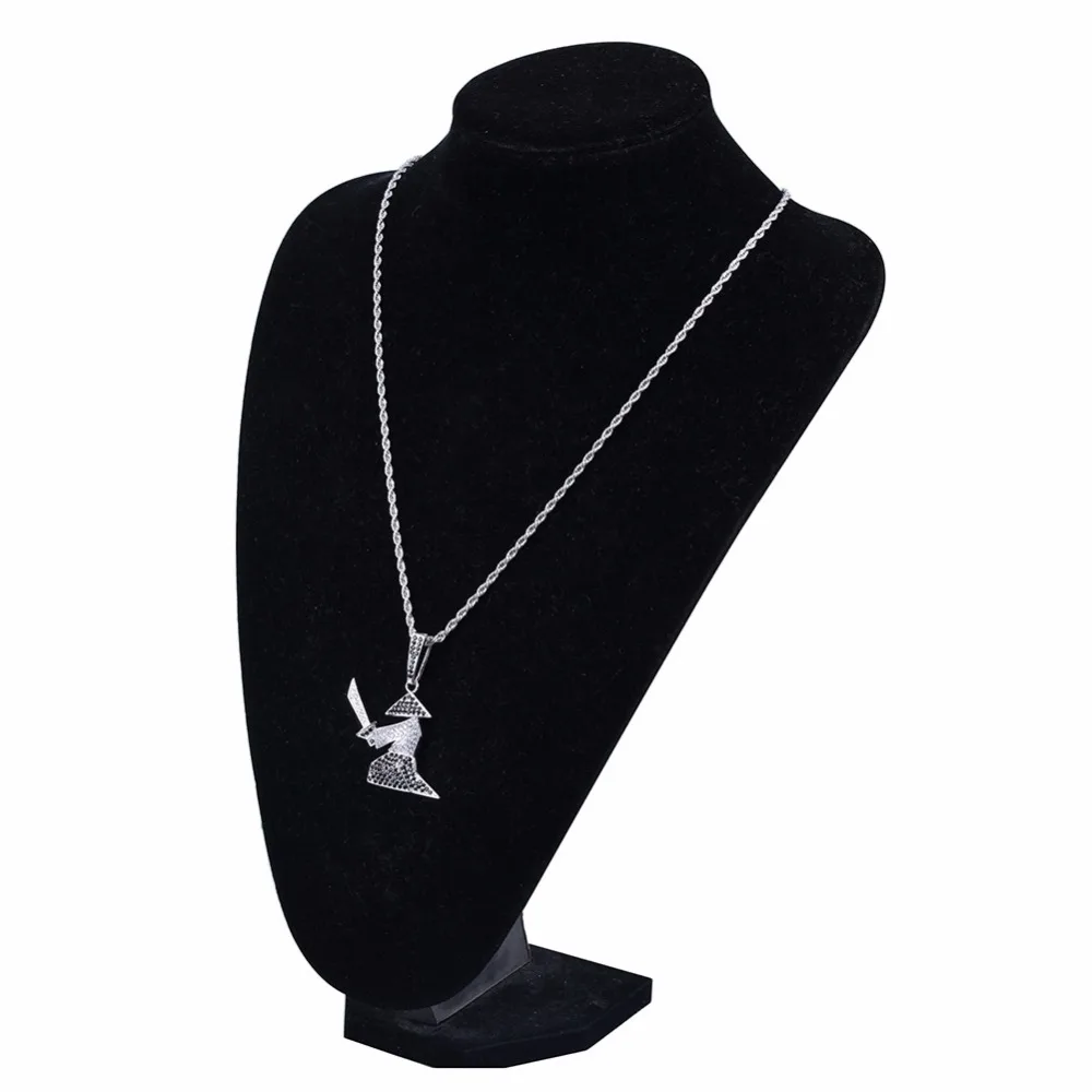 Micro Paved CZ Rhinestone Bling Ice Out Hats Samurai Oriental Warrior Pendants Necklaces for Men Hip Hop Rapper Jewelry view 6