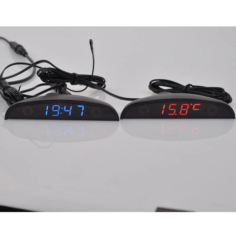 Compact DIY Digital LED Clock Kit 4-digit Light Control Temperature Date Time Display Transparent Half moon for indoor outdoor