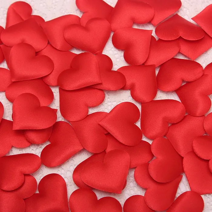 100pcs/lot 20mm Satin Fabric Sponge Heart Wedding Petals Confetti Table Bed Fabric Heart Petals Wedding Valentine Decoration