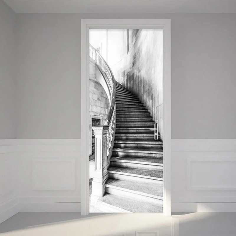 Black And White Stairs Wall Stickers 3D Retro Creative DIY Home Decor Wallpaper PVC Self-Adhesive Waterproof Murals Stickers