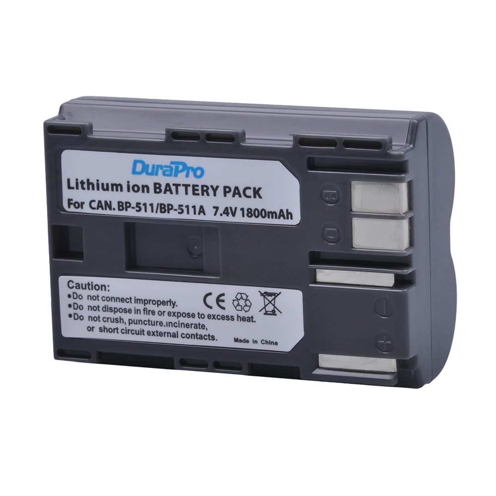 1800mAh BP-511 BP 511 BP-511A Camera Battery + US Dual Charger for Canon BP-511 BP-511A EOS 50D 40D 30D D60 D30 5D MV300i