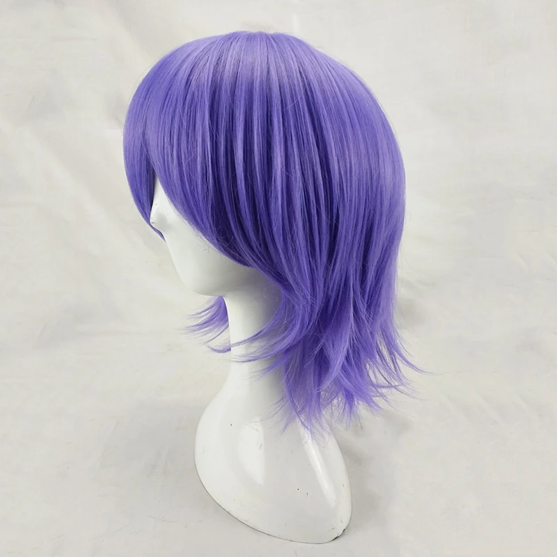 HAIRJOY-Peruca cosplay roxa com franja para homens e mulheres, cabelo curto encaracolado, em camadas sintéticas, perucas do partido, 7 cores