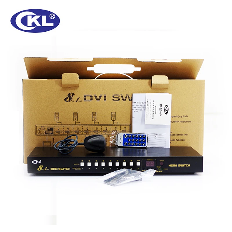 5 cái/lốc ckl auto hdmi switch 8 port trong 1 out wih IR Từ Xa RS232 Điều Khiển Hỗ Trợ 3D 1080 P EDID Tự Động Phát Hiện Rackmount CKL-81H