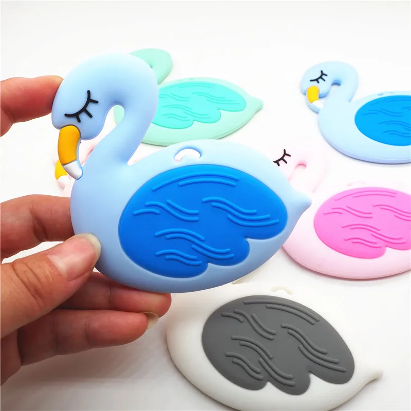 Chengkai 5PCS Silicone Flamingo Teether DIY Baby Cartoon Swan Pacifier Dummy Teething Pendant Nursing Sensory Animal Toy Gift