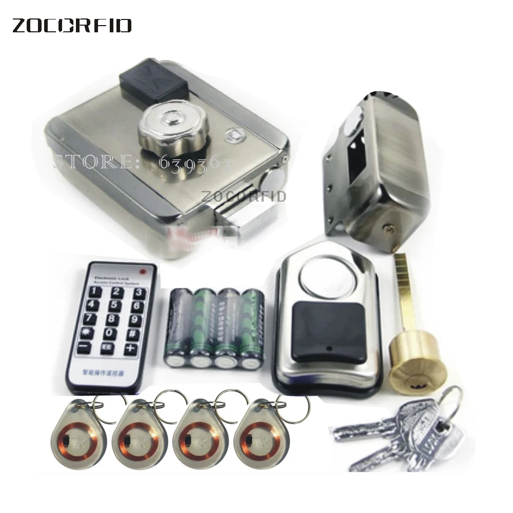 Dry battery RFID electronic Door Locks Security Anti-theft Lock Multiple Insurance Lock with battery box